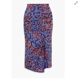 NWT DIANE VON FURSTENBERG- Dariella Reversible Skirt Leopard Fish/Libellule Blue